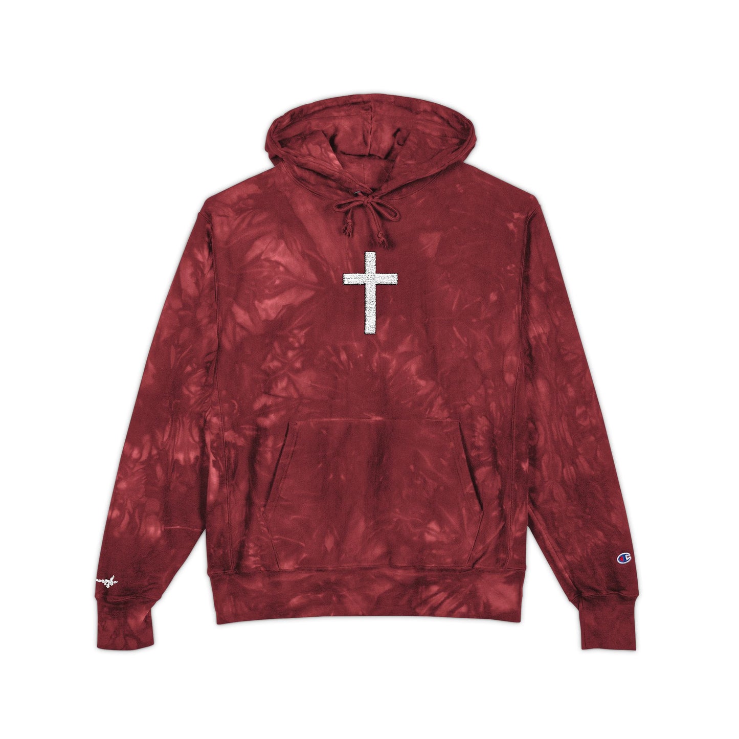 Embroidered Cross, Champion Tie-Dye Hoodie