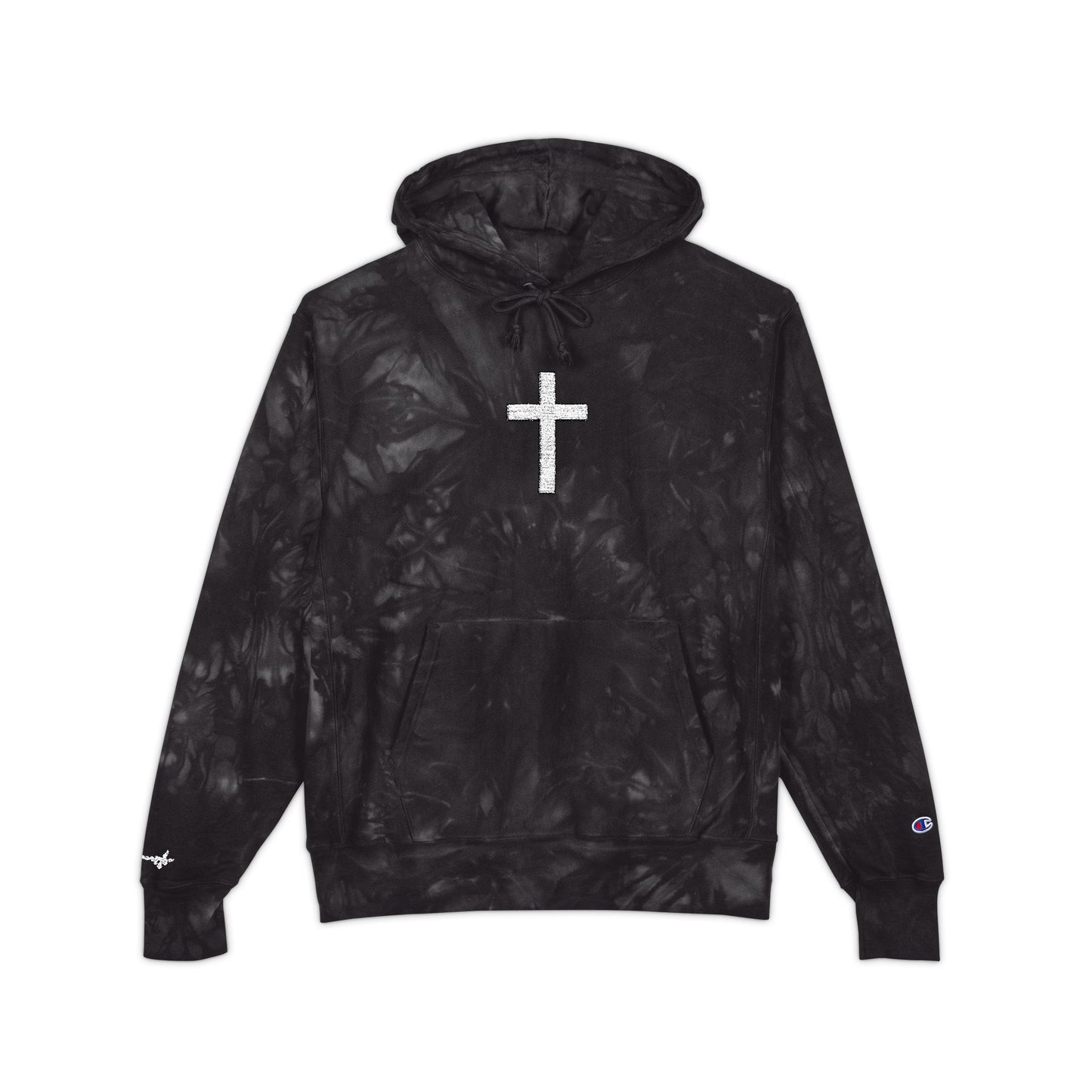 Embroidered Cross, Champion Tie-Dye Hoodie