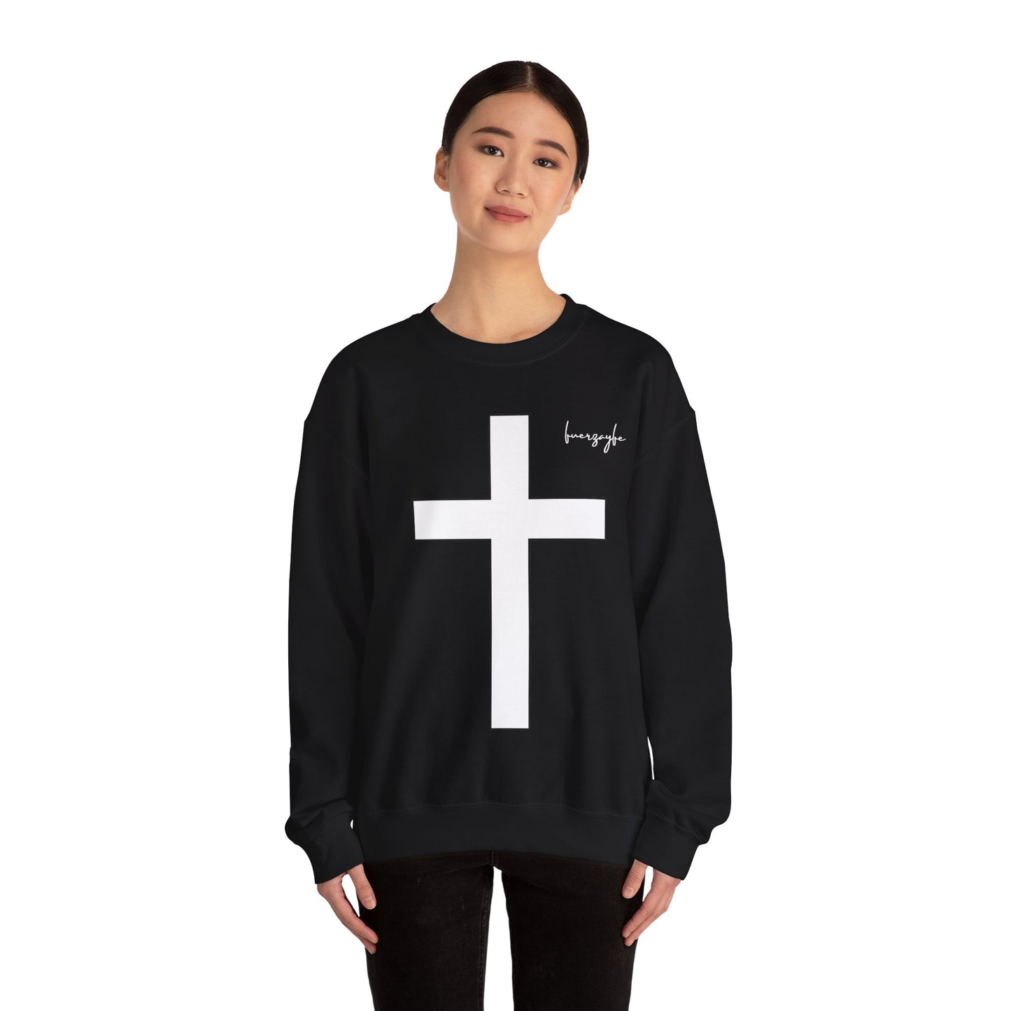 White Large Cross, Faith and Freedom, Crewneck Sweatshirt