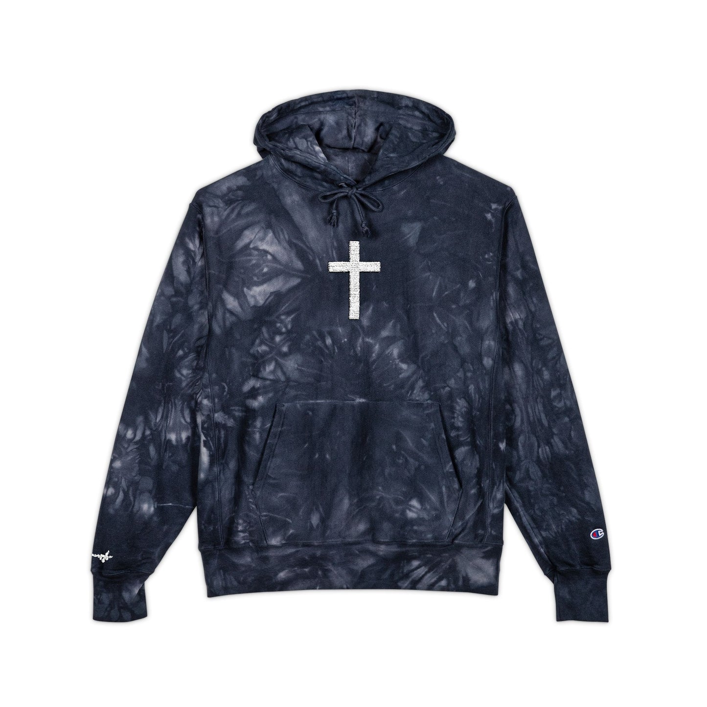 Embroidered Cross, Champion Tie-Dye Hoodie