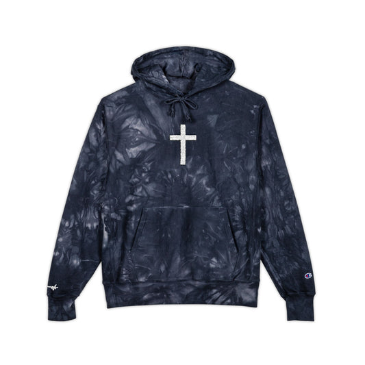 Embroidered Cross, Champion Tie-Dye Hoodie