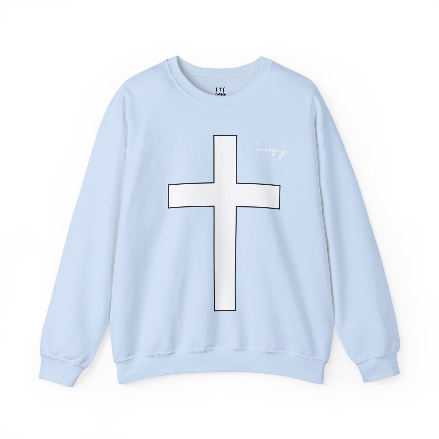 White Large Cross, Faith and Freedom, Crewneck Sweatshirt