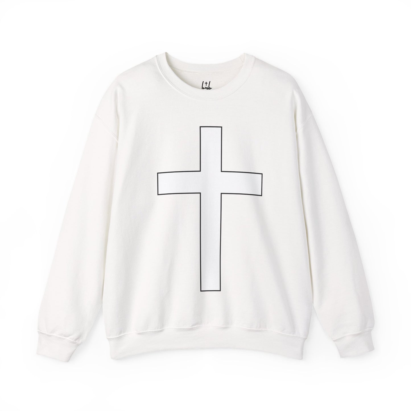 White Large Cross, Faith and Freedom, Crewneck Sweatshirt