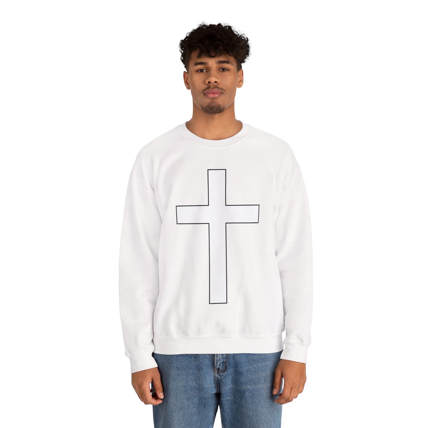 White Large Cross, Faith and Freedom, Crewneck Sweatshirt